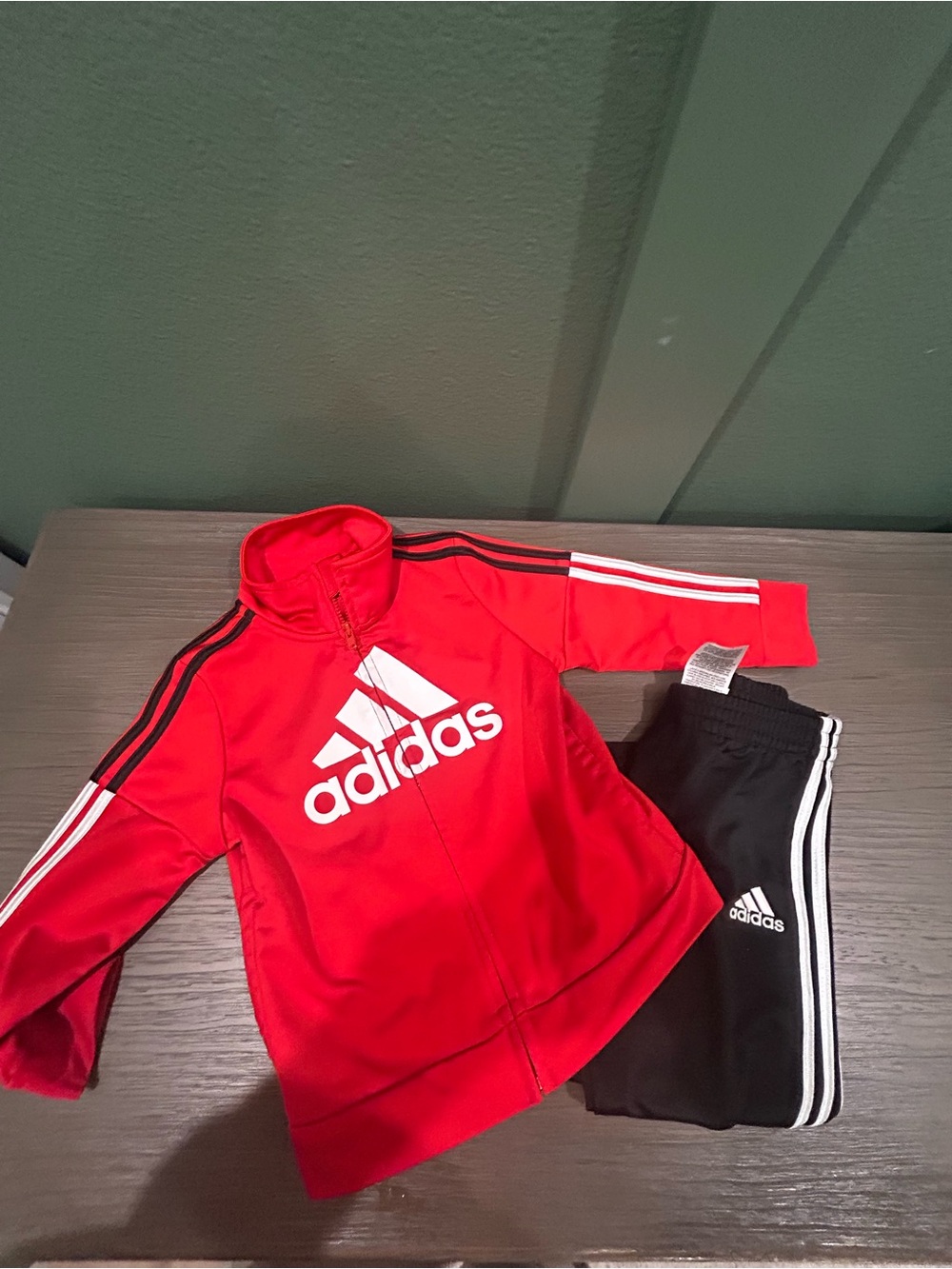 adidas Kids Red & Black Tracksuit Jacket and Pants